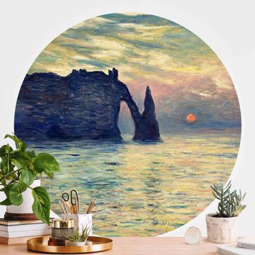 Self-adhesive round wallpaper - Claude Monet - The Cliff, Étretat, Sunset