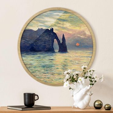 Circular framed print - Claude Monet - Rock Sunset