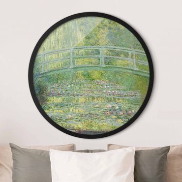 Circular framed print - Claude Monet - Japanese Bridge