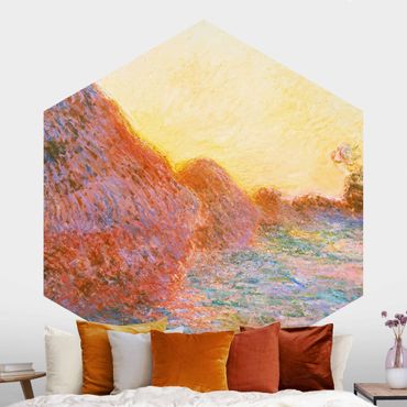 Self-adhesive hexagonal pattern wallpaper - Claude Monet - Straw Barn