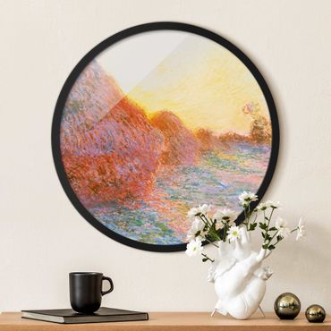 Circular framed print - Claude Monet - Straw Barn