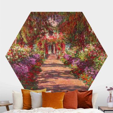 Self-adhesive hexagonal pattern wallpaper - Claude Monet - Pathway In Monet's Garden At Giverny