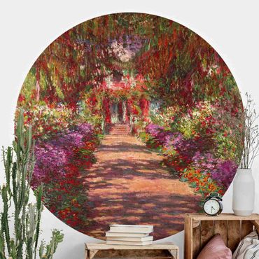 Self-adhesive round wallpaper - Claude Monet - Pathway In Monet's Garden At Giverny