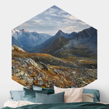 Self-adhesive hexagonal pattern wallpaper - Col De Fenêtre Switzerland