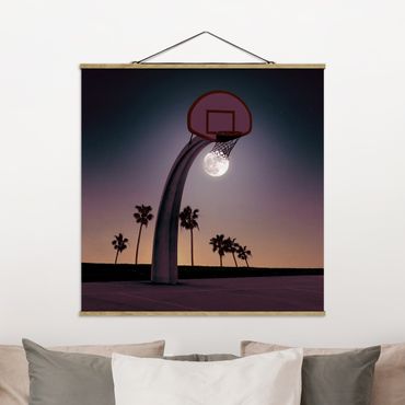 Fabric print with poster hangers - Basketball With Moon