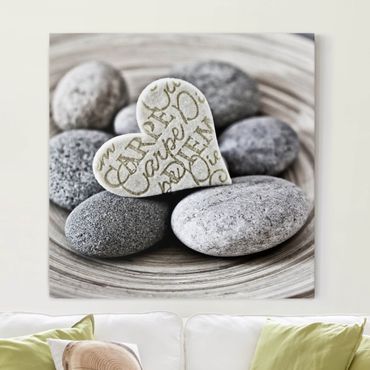 Print on canvas - Carpe Diem Heart With Stones