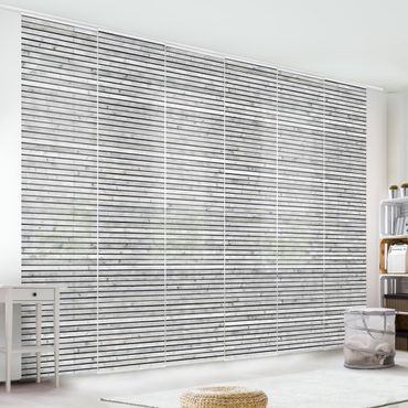 Sliding panel curtains set - Wooden Wall With Narrow Strips Black And White