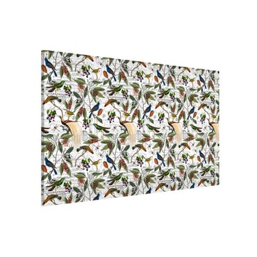 Magnetic memo board - Nostalgic Berry Blues With Birds Of Paradise