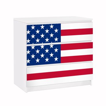 Adhesive film for furniture IKEA - Malm chest of 3x drawers - Flag of America 1