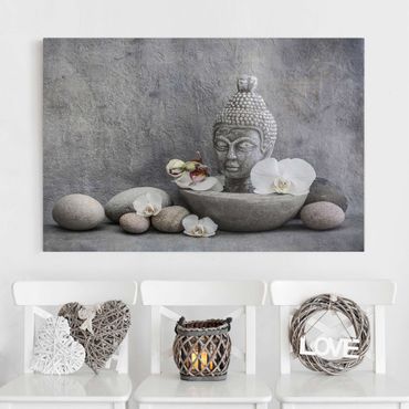 Print on canvas - Zen Buddha, Orchid And Stone
