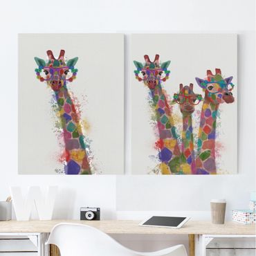 Print on canvas - Rainbow Splash Giraffes Set I