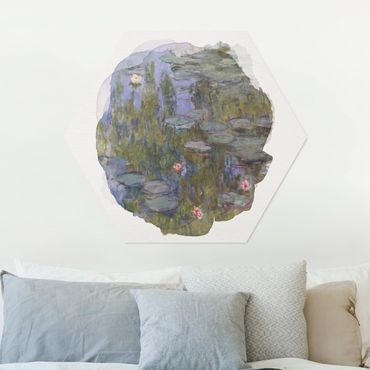 Alu-Dibond hexagon - WaterColours - Claude Monet - Water Lilies (Nympheas)