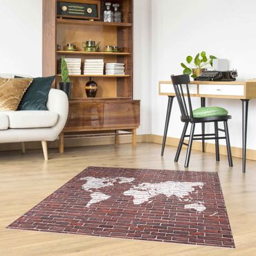 Vinyl Floor Mat - Brick World Map - Square Format 1:1
