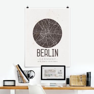 Poster city, country & world maps - City Map Berlin - Retro
