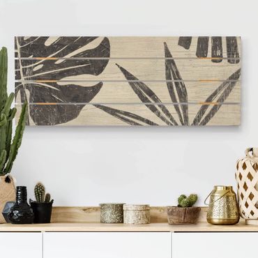 Print on wood - Palm Leaves Light Grey Backdrop