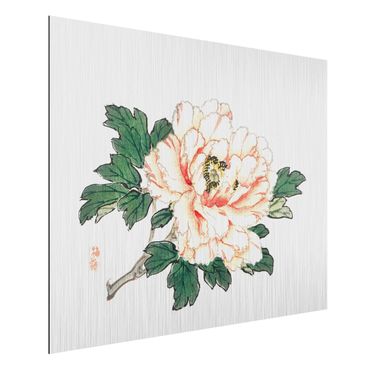 Print on aluminium - Asian Vintage Drawing Pink Chrysanthemum