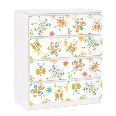Adhesive film for furniture IKEA - Malm chest of 4x drawers - Butterfly Illustrations