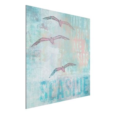 Print on aluminium - Shabby Chic Collage - Seagulls