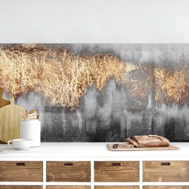 Kitchen wall cladding - Gold Traces In Watercolour