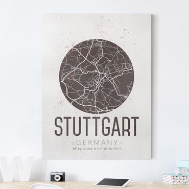 Print on canvas - Stuttgart City Map - Retro