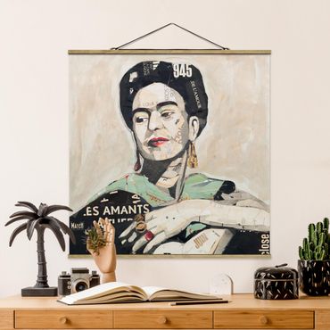 Fabric print with poster hangers - Frida Kahlo - Collage No.4