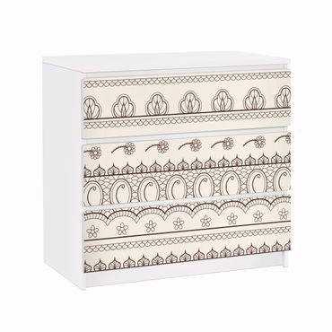 Adhesive film for furniture IKEA - Malm chest of 3x drawers - Indian repeat pattern