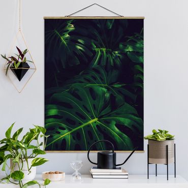 Fabric print with poster hangers - Monstera Jungle