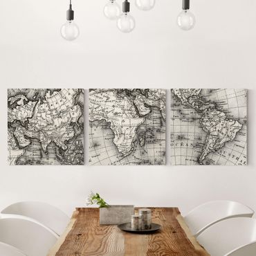 Print on canvas 3 parts - Old World Map Details