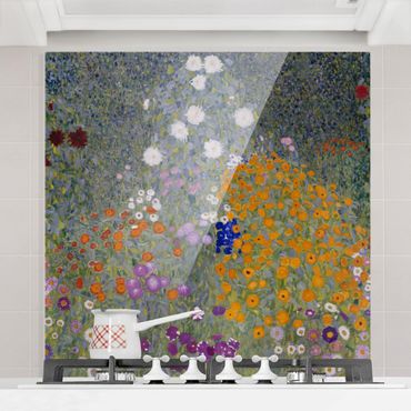 Glass Splashback - Gustav Klimt - Cottage Garden - Square 1:1