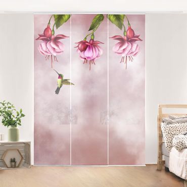 Sliding panel curtains set - Hummingbird