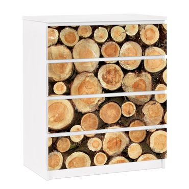 Adhesive film for furniture IKEA - Malm chest of 4x drawers - No.YK18 Tree Trunks