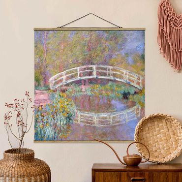 Fabric print with poster hangers - Claude Monet - Bridge Monet's Garden