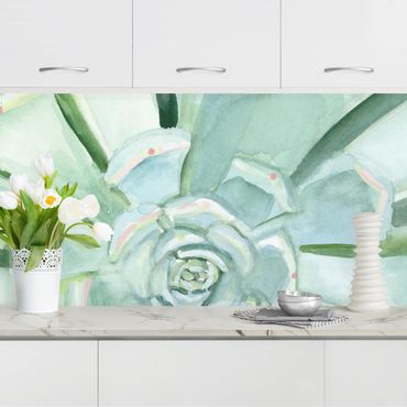 Kitchen wall cladding - Succulent Plant Watercolour Light Coloured