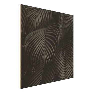 Print on wood - Black Palm Fronds