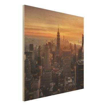 Wood print - Manhattan Skyline Evening