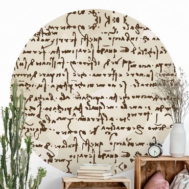 Self-adhesive round wallpaper - Da Vinci Manuscript