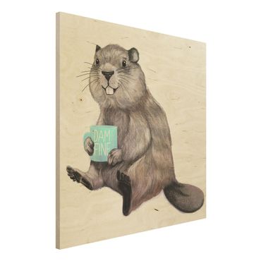 Print on wood - Illustration Beaver Wit Coffee Mug