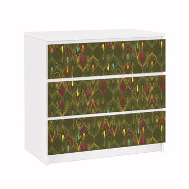Adhesive film for furniture IKEA - Malm chest of 3x drawers - Peacock-Eyes