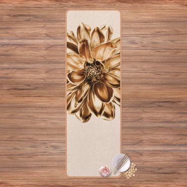 Yoga mat - Dahlia Flower Gold Metallic