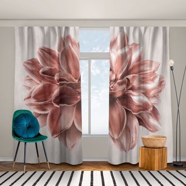 Curtain - Dahlia Flower Rosegold Metallic