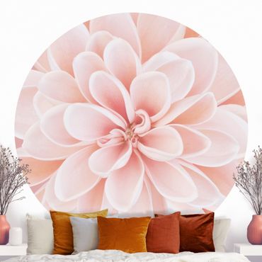 Self-adhesive round wallpaper - Dahlia In Pastel Pink