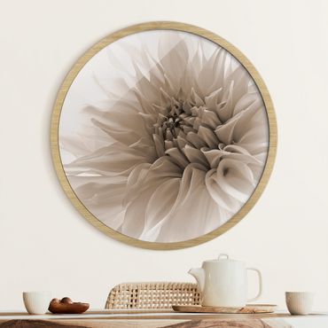 Circular framed print - Graceful Dahlia