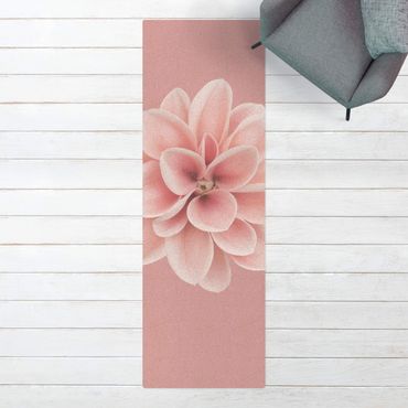 Cork mat - Dahlia Pink Blush Flower Centered - Portrait format 1:3