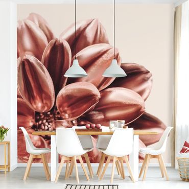 Wallpaper - Dahlia Pink Gold Pink Detail