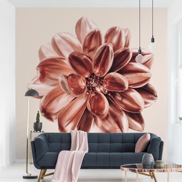Wallpaper - Dahlia Pink Gold Pink Centered