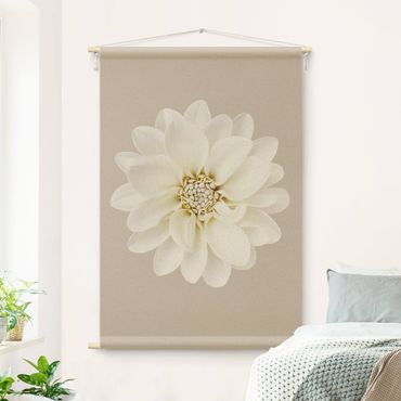 Tapestry - Dahlia White Taupe Pastel Centered