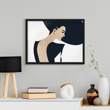 Framed poster - Lady With Hat Dark Blue