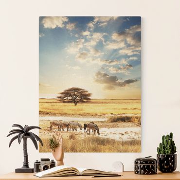 Natural canvas print - The Lives Of Zebras - Portrait format 3:4