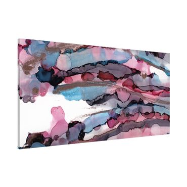 Magnetic memo board - Surfing Waves In Purple With Pink Gold