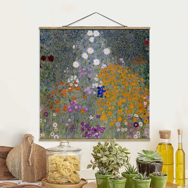 Fabric print with poster hangers - Gustav Klimt - Cottage Garden